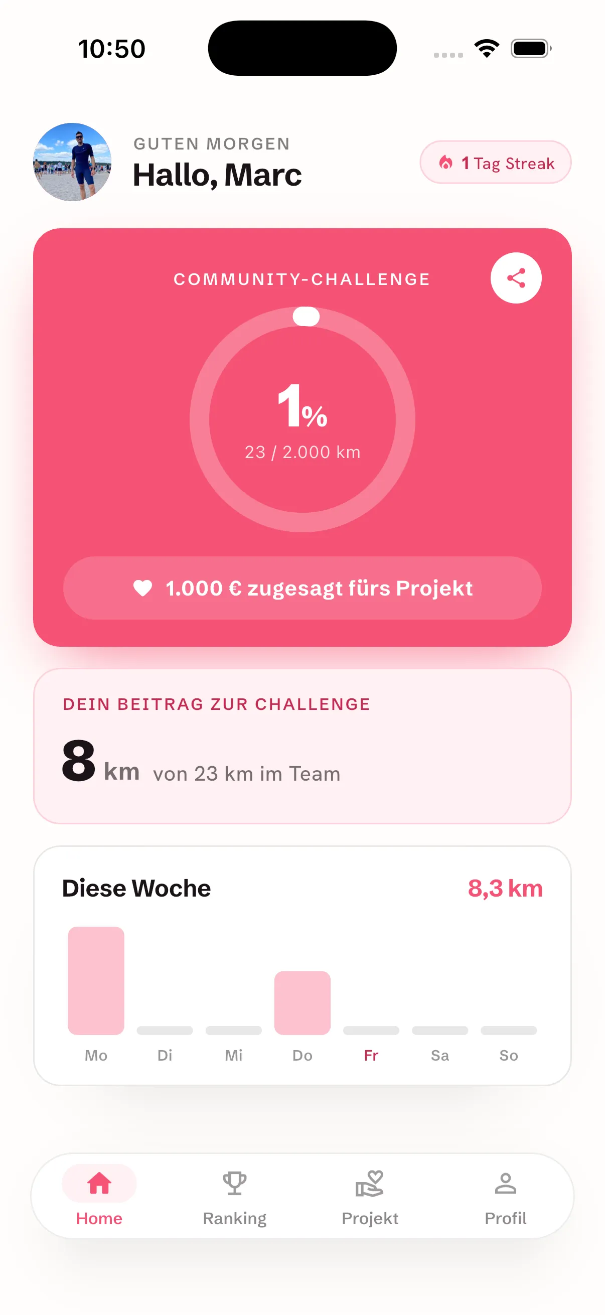 App: Kilometer tracken