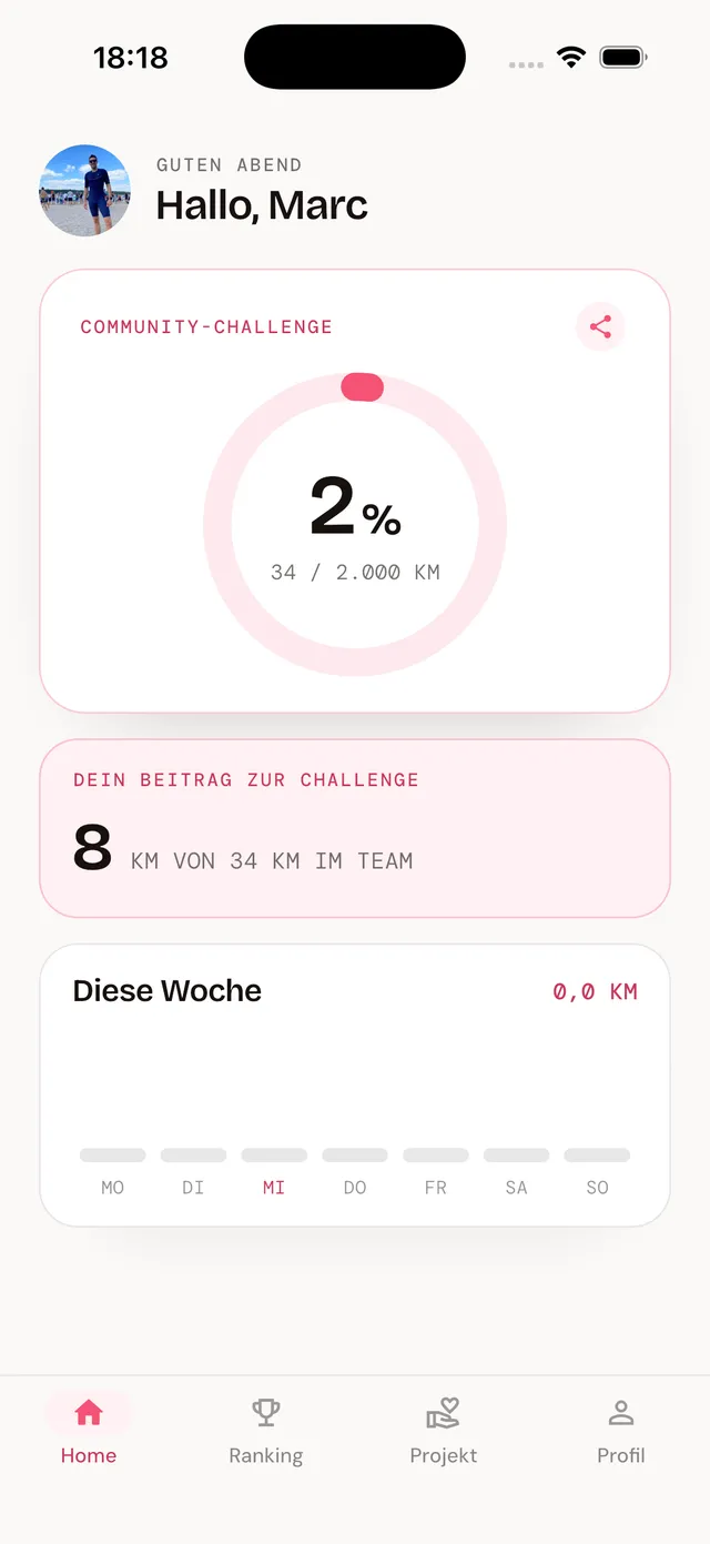 App: tracking kilometres