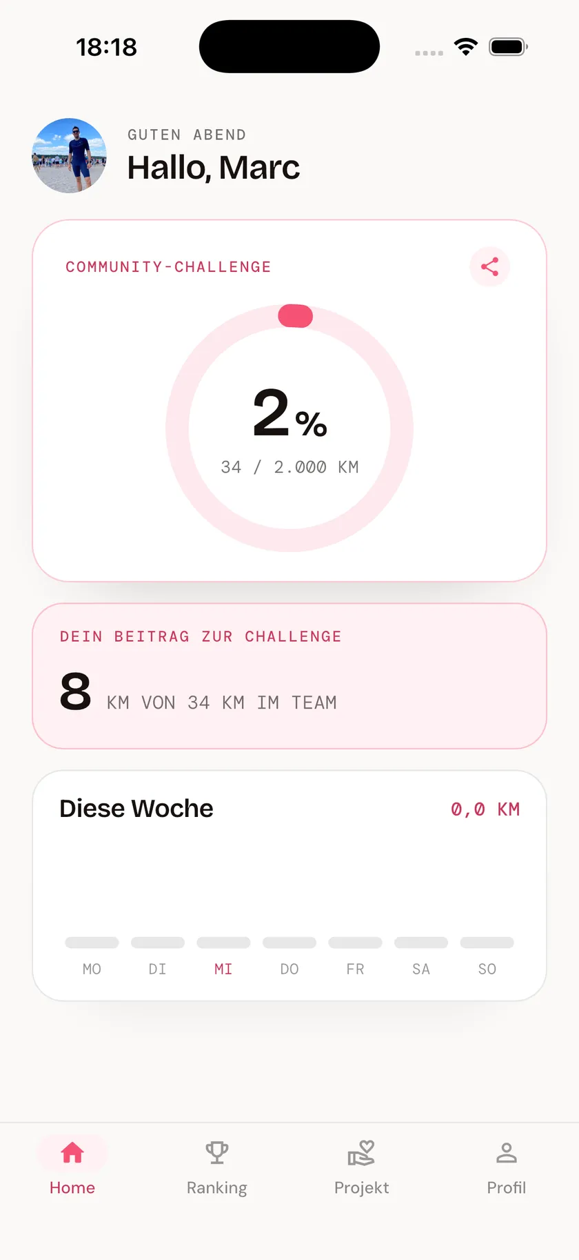 App: tracking kilometres
